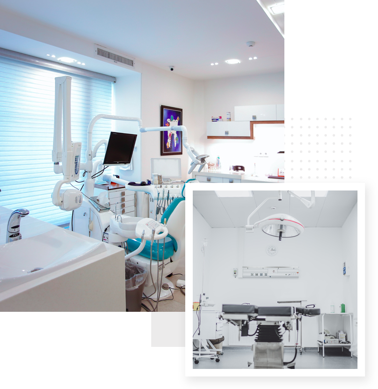 Medical rooms with medical equipment